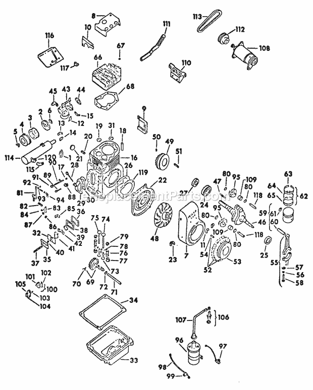 Engine-K341-16 Hp Diagram and Parts List for 169 2050048U Cub Cadet Lawn Tractor